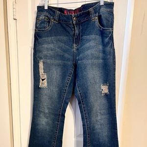Hydraulic ripped Boot cut denim jeans
